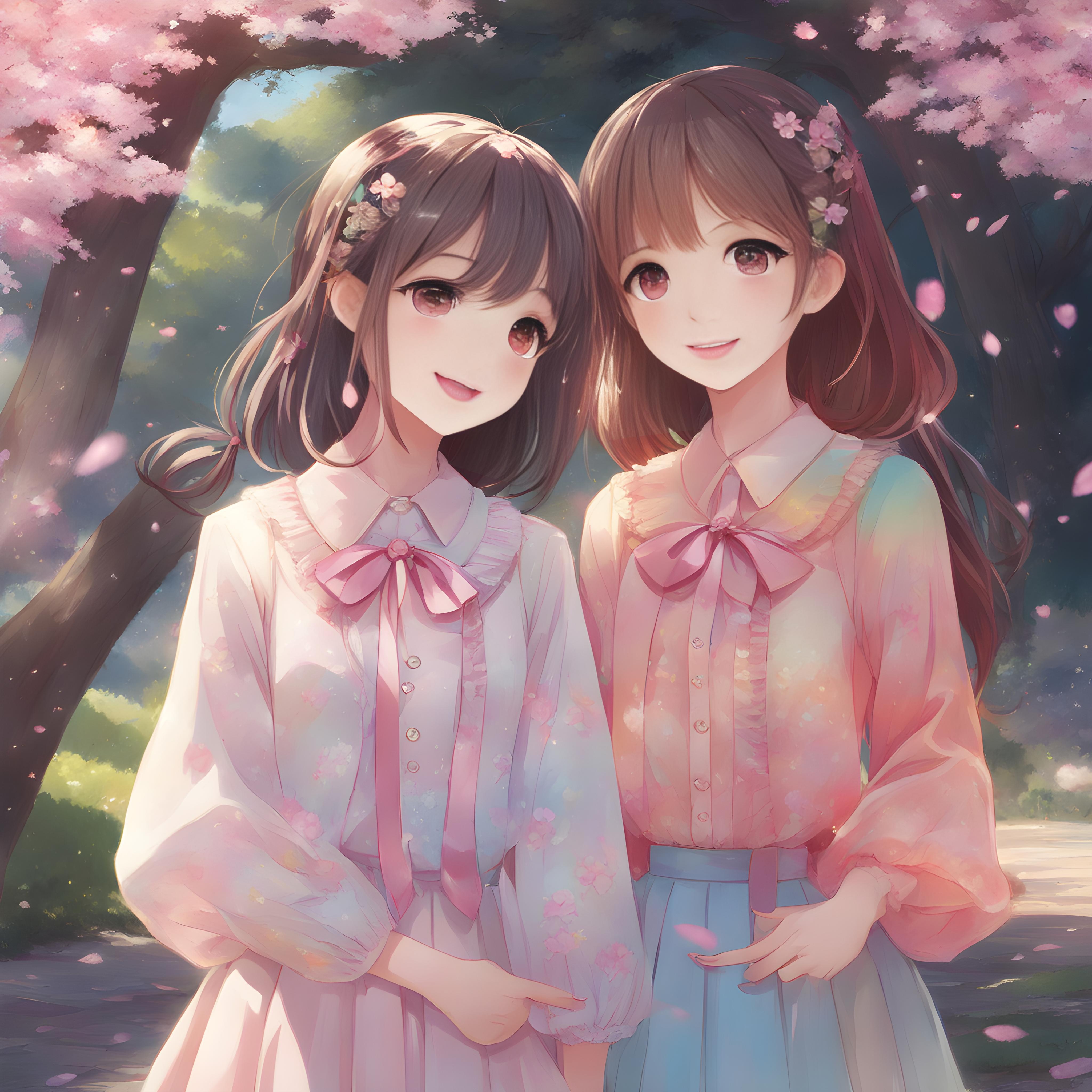 💓桜色に染まった姉妹🌸