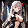 銀髪ロングラテックスボンデージドレス女王様ちゃん試作Holara 2枚目