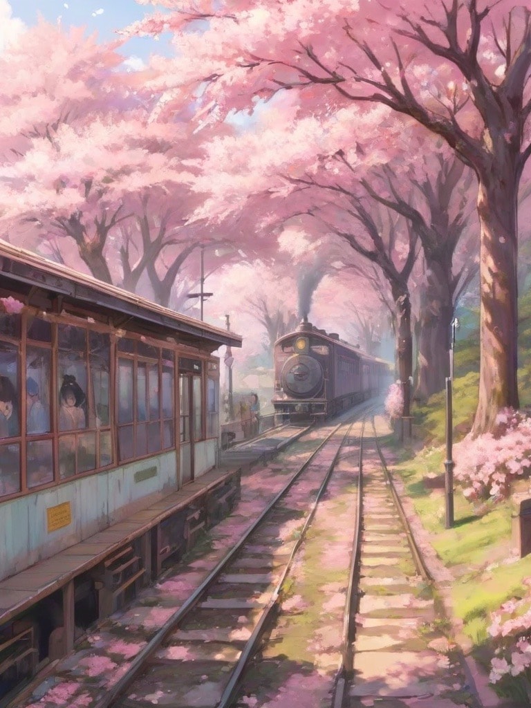 異世界・桜の森の駅 | の人気AIイラスト・グラビア