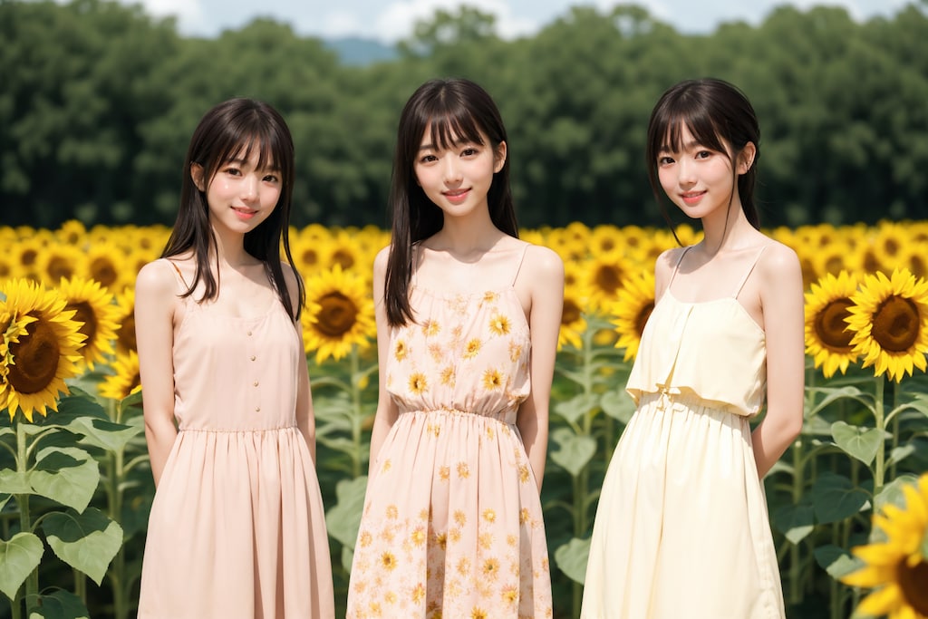 ひまわり畑（３人） No.1