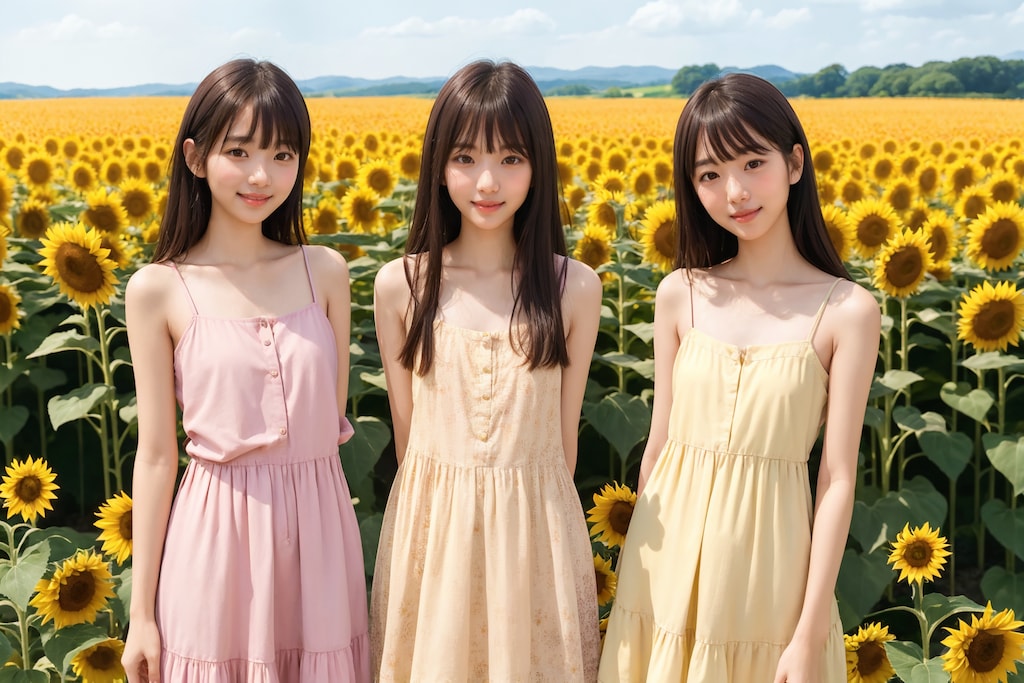 ひまわり畑（３人） No.1