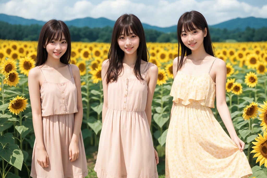 ひまわり畑（３人） No.1