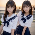 夕景とセーラーJK 5枚目
