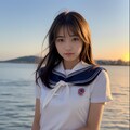 夕景とセーラーJK 3枚目