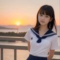 夕景とセーラーJK 2枚目