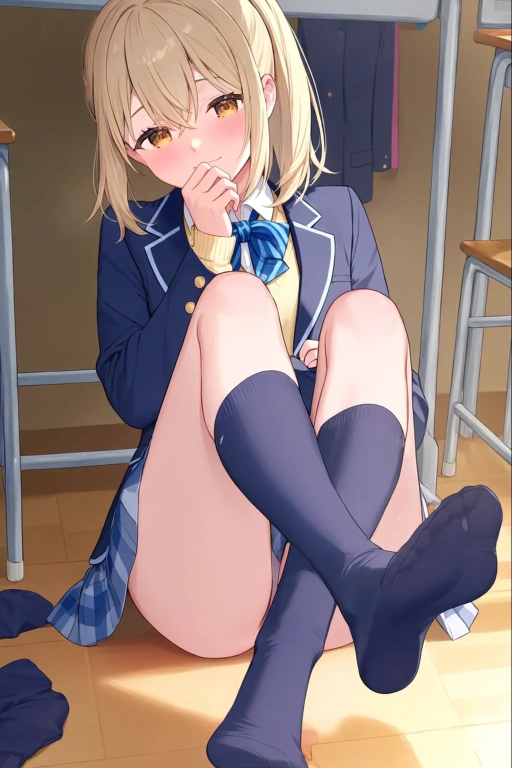 ブレザー制服紺ハイソックス