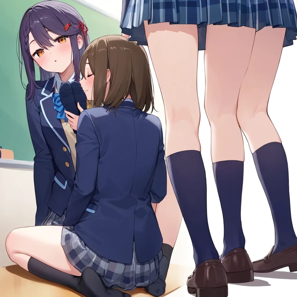 ブレザー制服紺ハイソックス