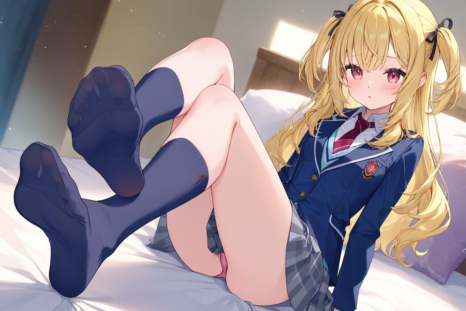 ブレザー制服紺ハイソックス