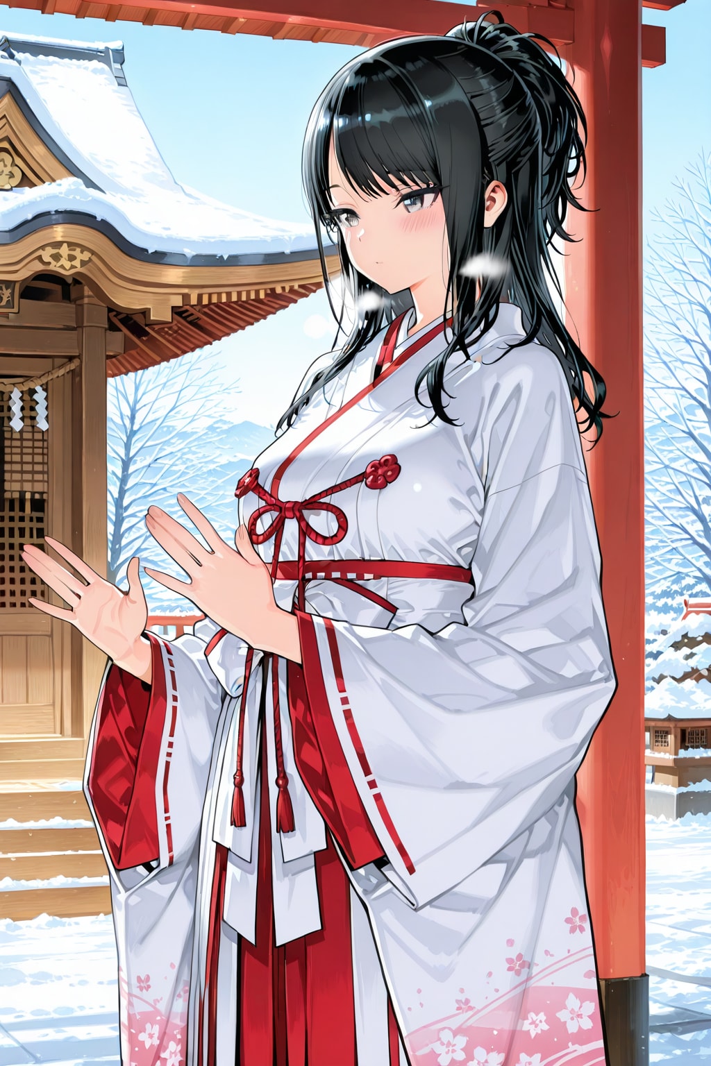 巫女衣装の灯織