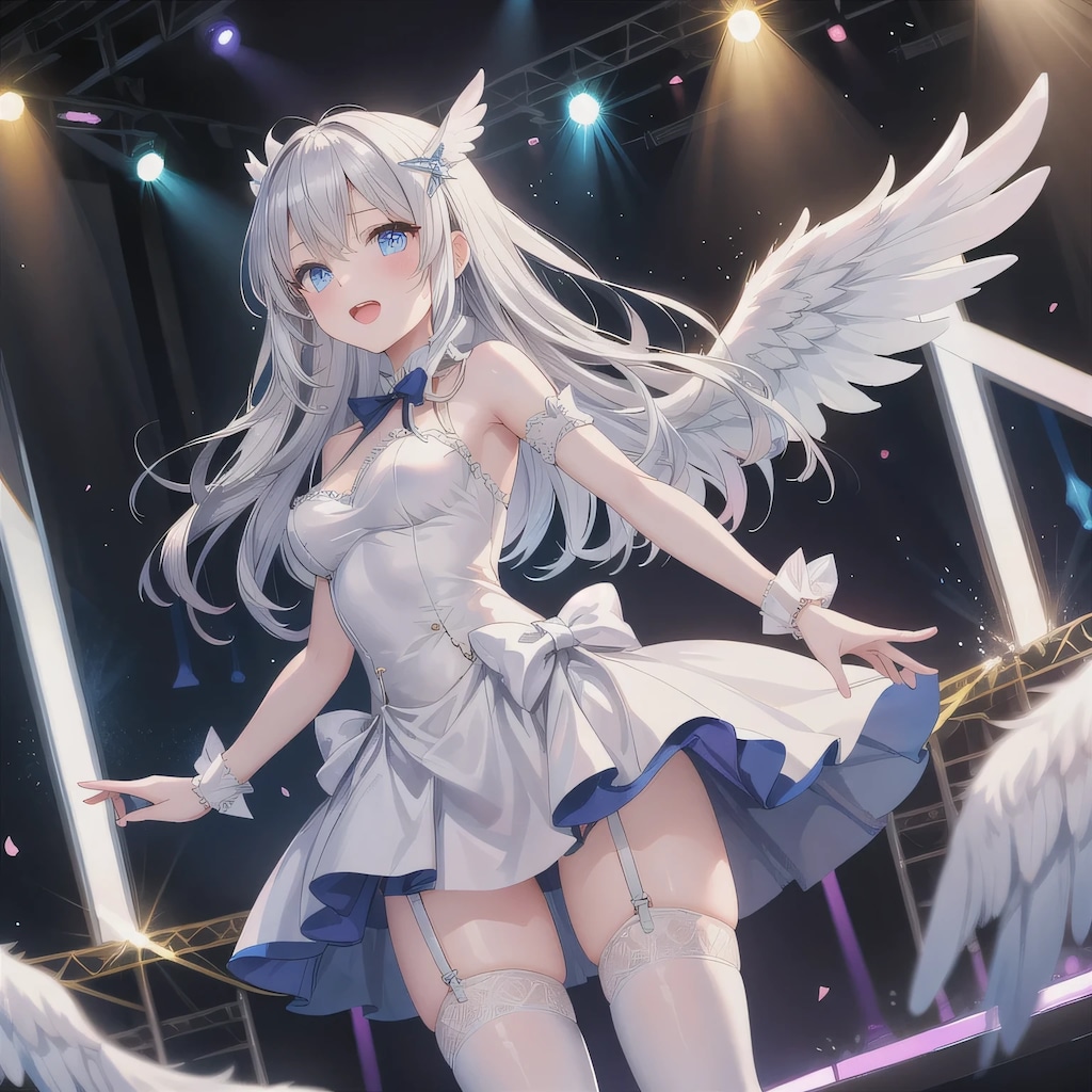 銀髪ロングのガーター天使２