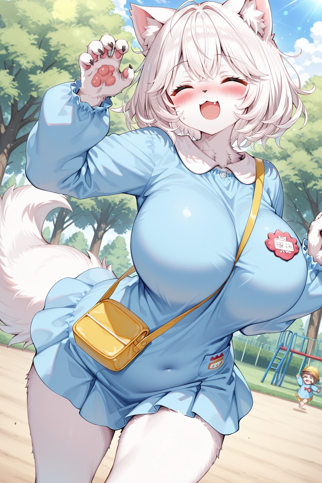追いかけっこする獣人