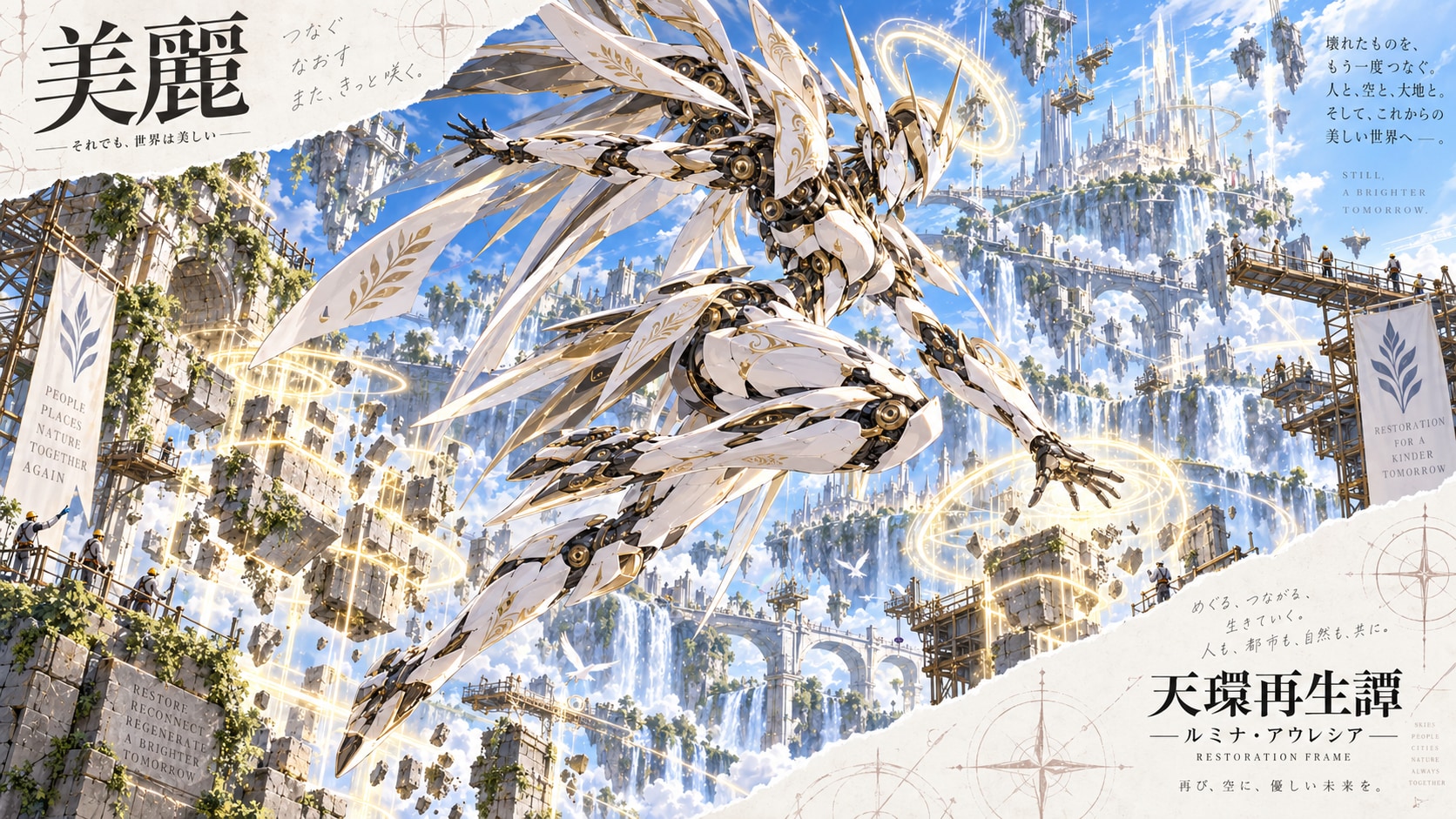 Lumina Aurecia — Reconnecting the Sky  Still, the world is beautiful.  Above the clouds, a white-and | の人気AIイラスト・グラビア