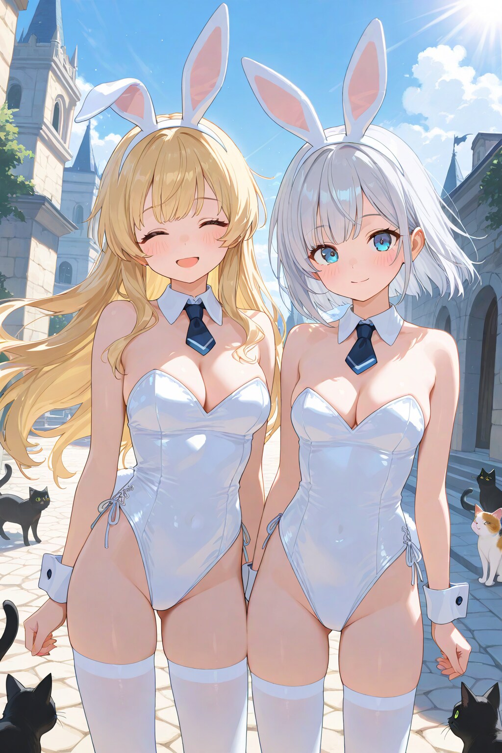 白うさぎさんと猫集会