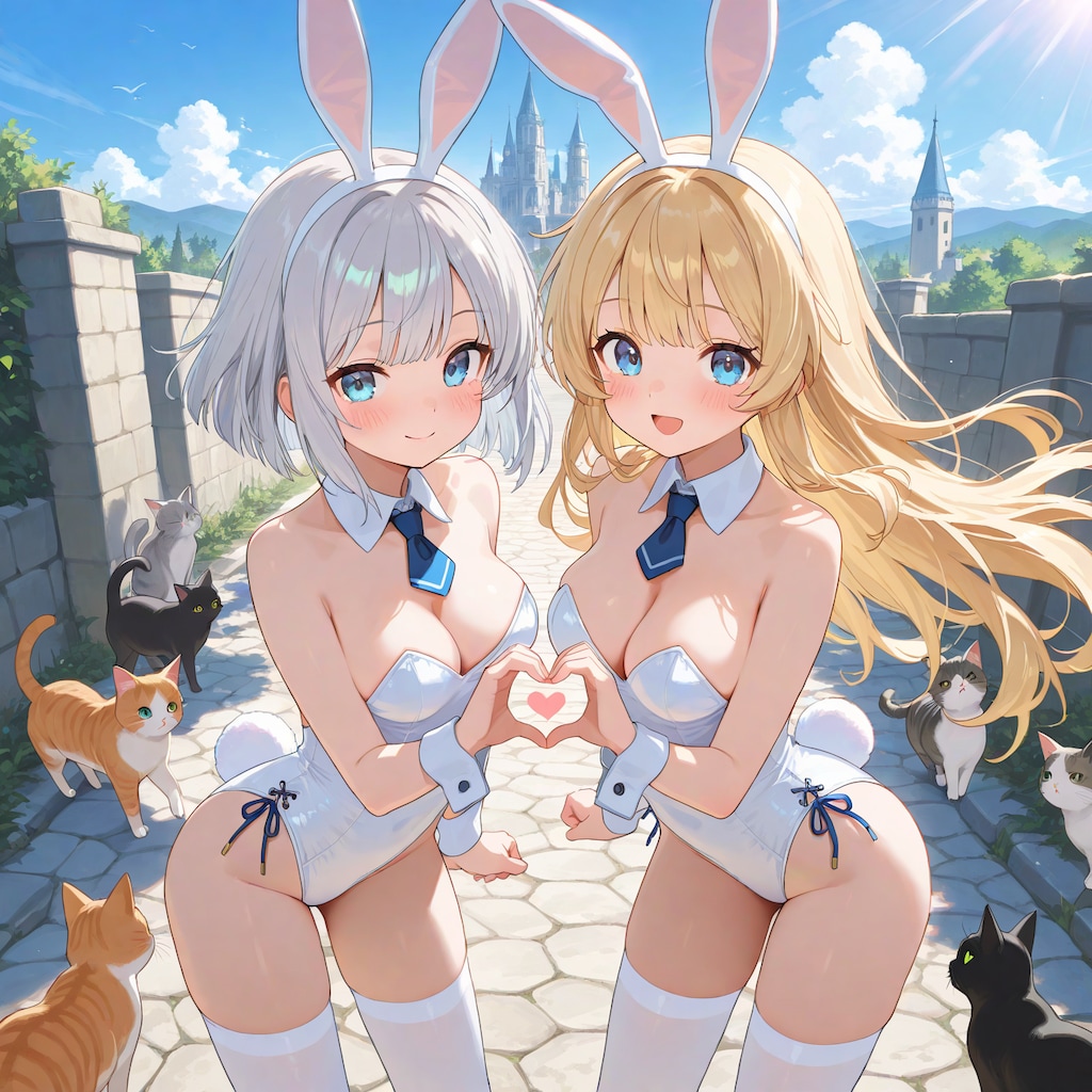 白うさぎさんと猫集会