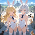 白うさぎさんと猫集会 2枚目
