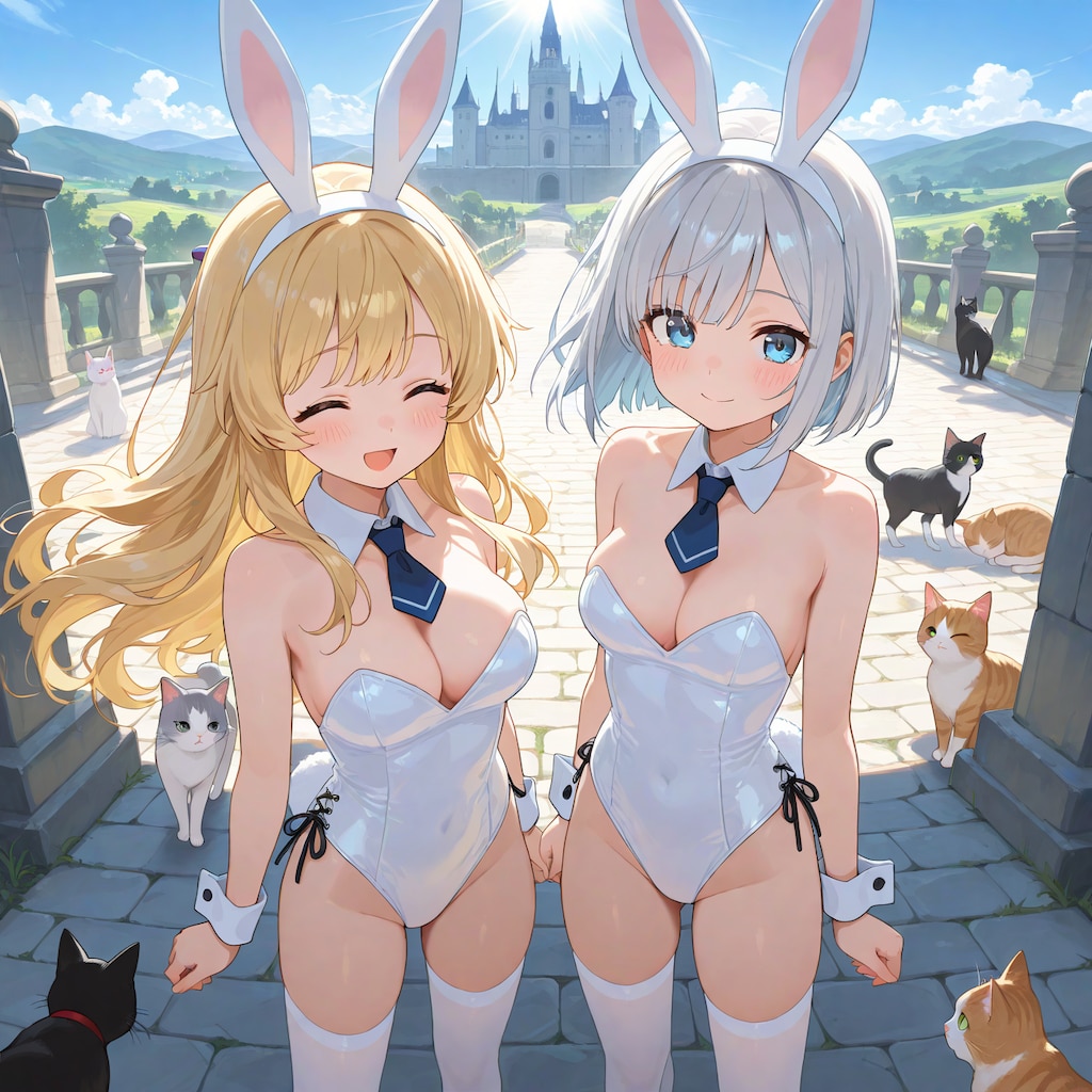 白うさぎさんと猫集会