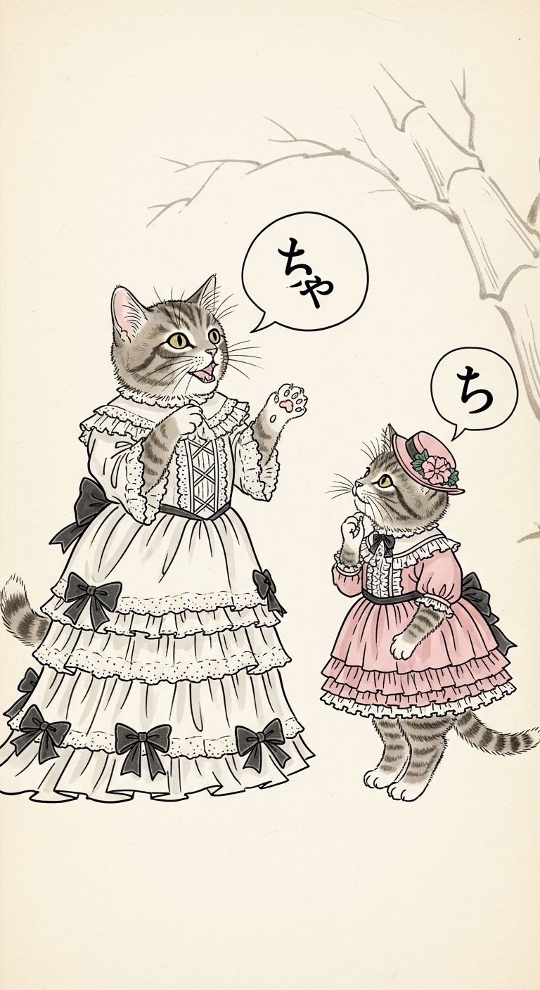 にゃんにゃん人物戯画002《日本画風》 | の人気AIイラスト・グラビア