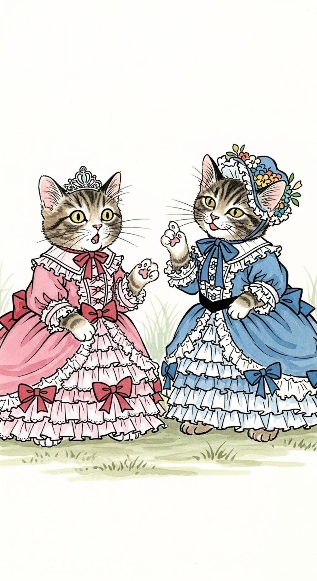 にゃんにゃん人物戯画002《日本画風》