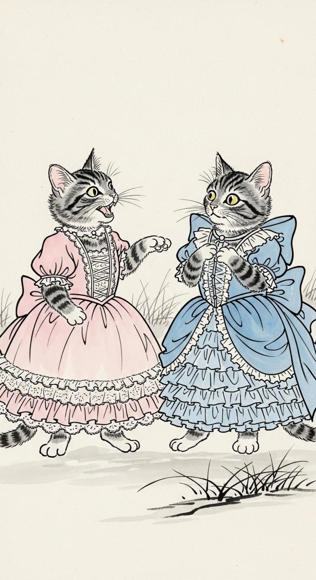 にゃんにゃん人物戯画002《日本画風》