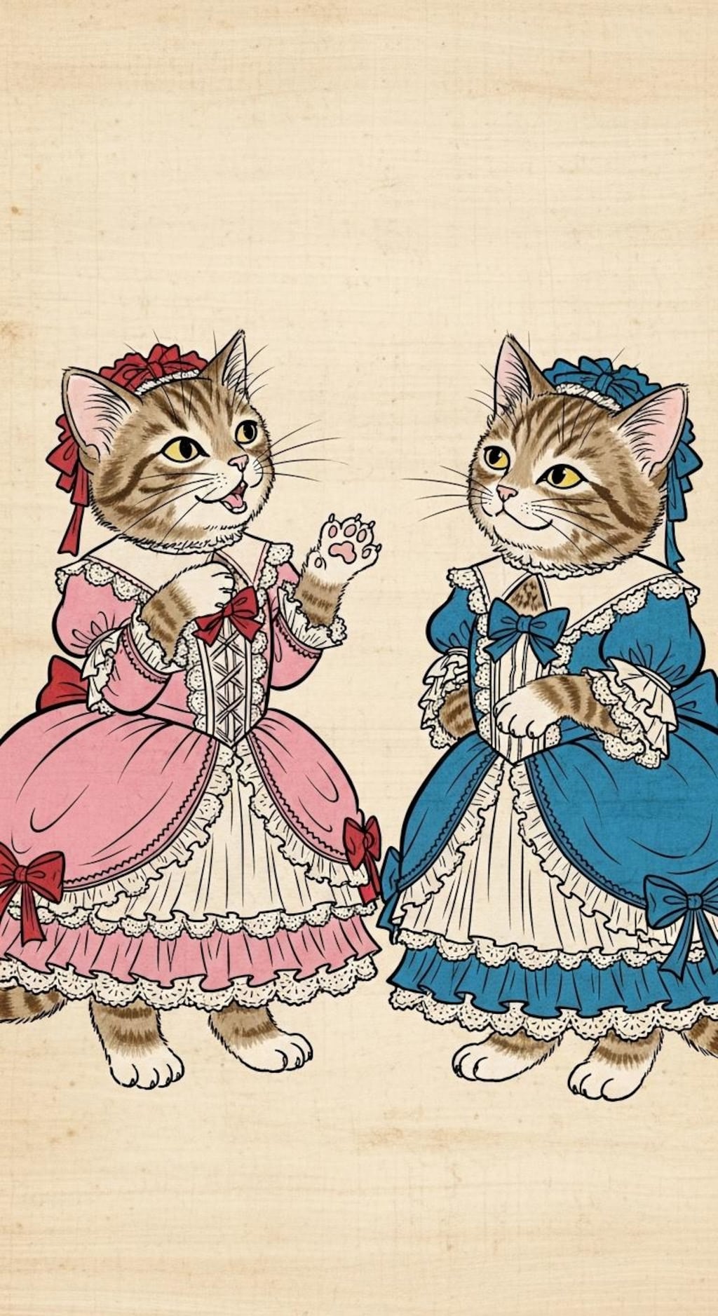 にゃんにゃん人物戯画002《日本画風》