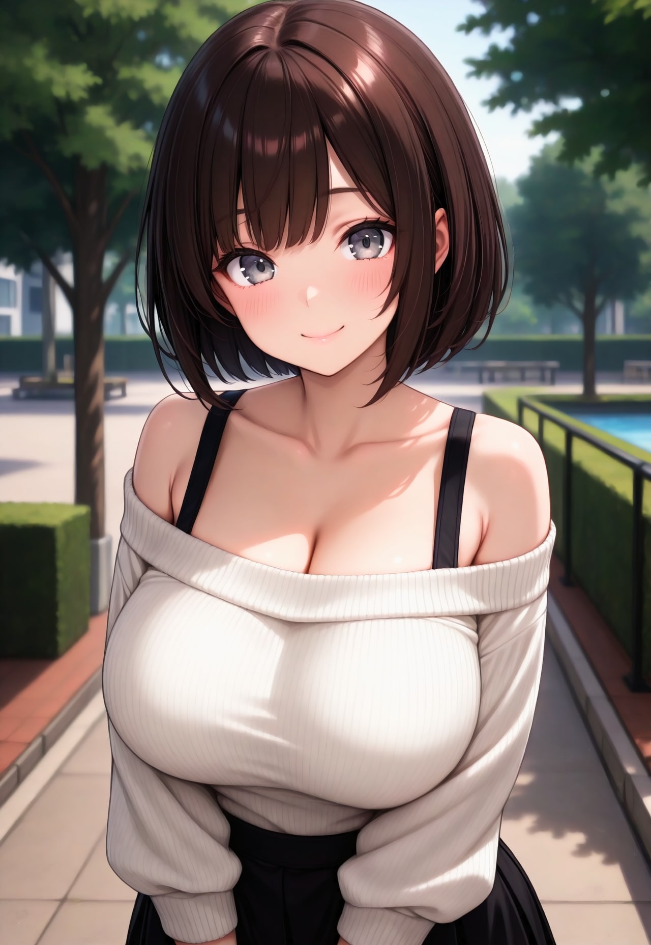 1060（白いオフショルニット） | の人気AIイラスト・グラビア