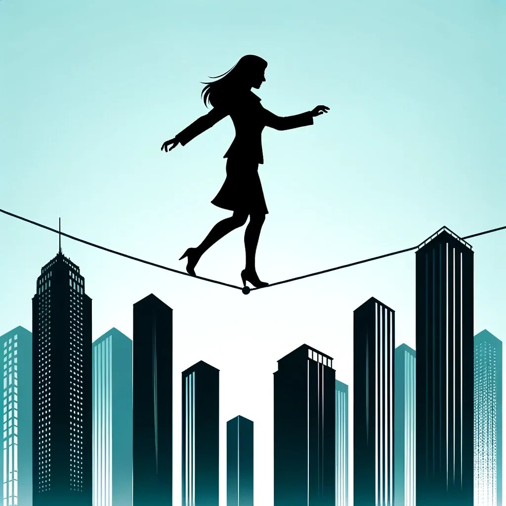 パワポ素材：綱渡り経営 | の人気AIイラスト・グラビア