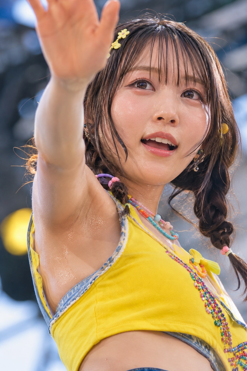 輝くアイドルの汗