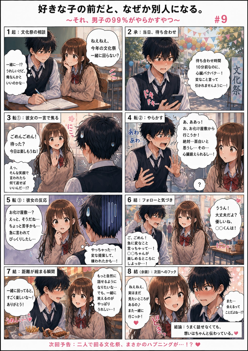 青春ラブコメシリーズ化：漫画生成GPT（GPTs） 「続きのストーリーの漫画を描いてください。」と言ったら続きができました。 勝手にストーリーが進行していきます。  #ChatGPT #カスタムGPT