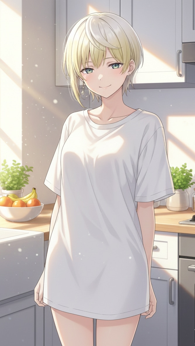 金髪ボブでティーシャツの少女 | の人気AIイラスト・グラビア