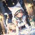 雪の中の猫神さま 3枚目