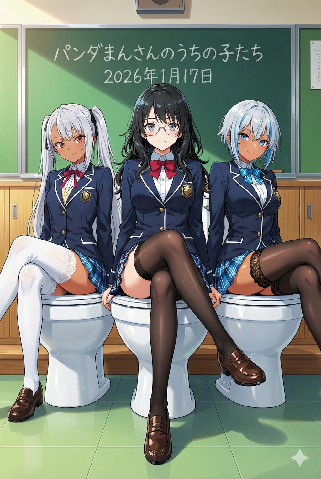 パンダまんさんのうちのコ達と🚽