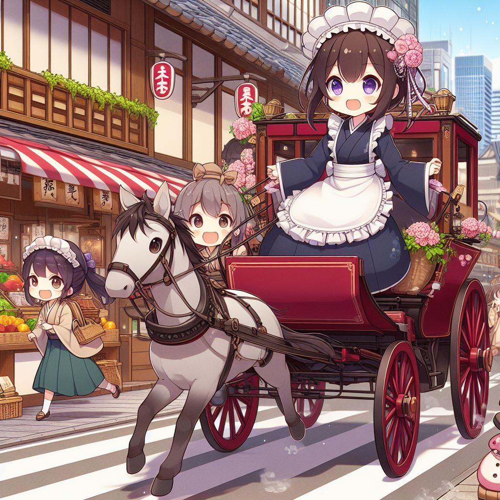 ちび和服メイド・馬車で御主人様をお迎えに