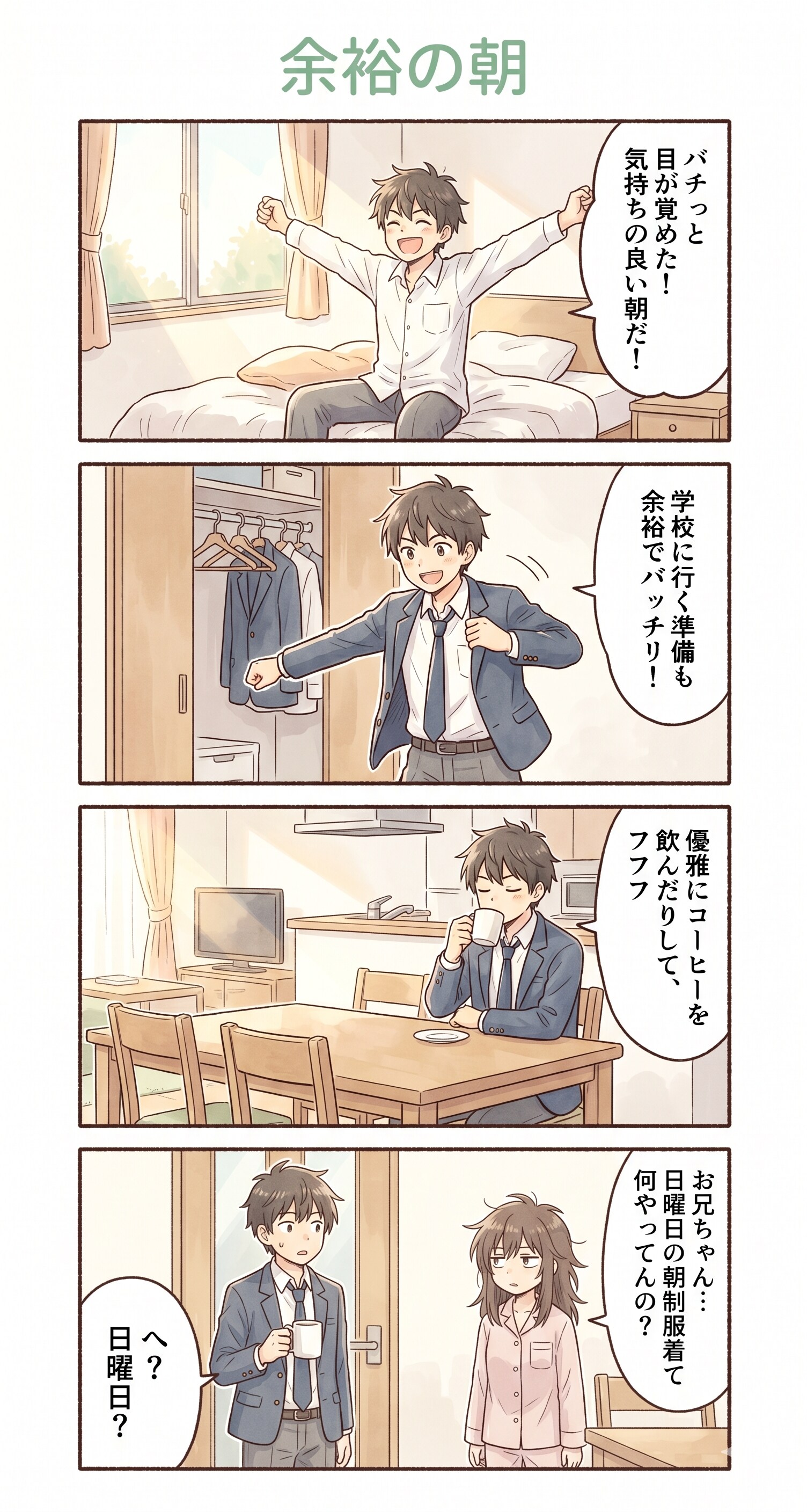 #37 ゆる日常4コマ「余裕の朝」