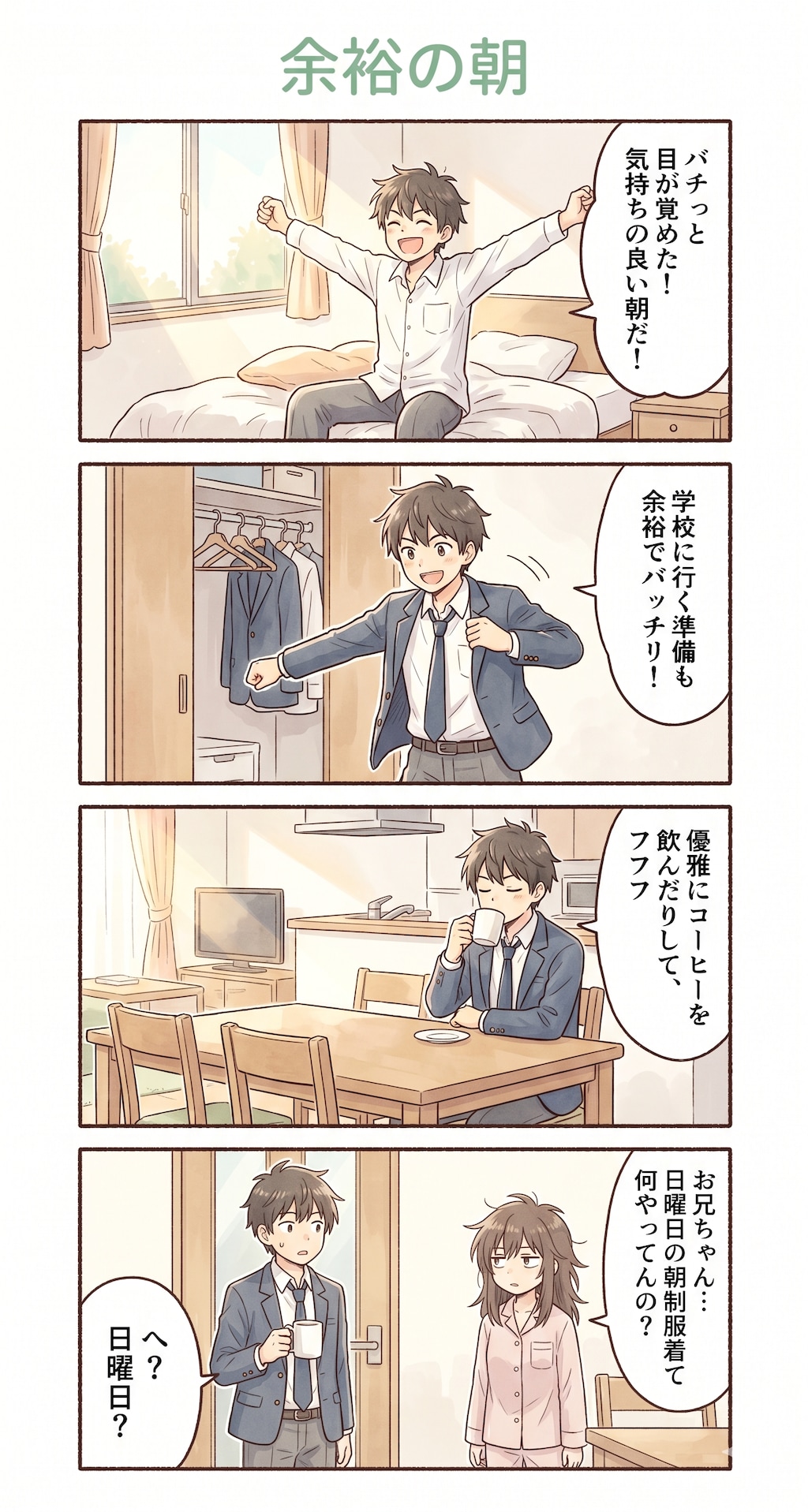 #37 ゆる日常4コマ「余裕の朝」