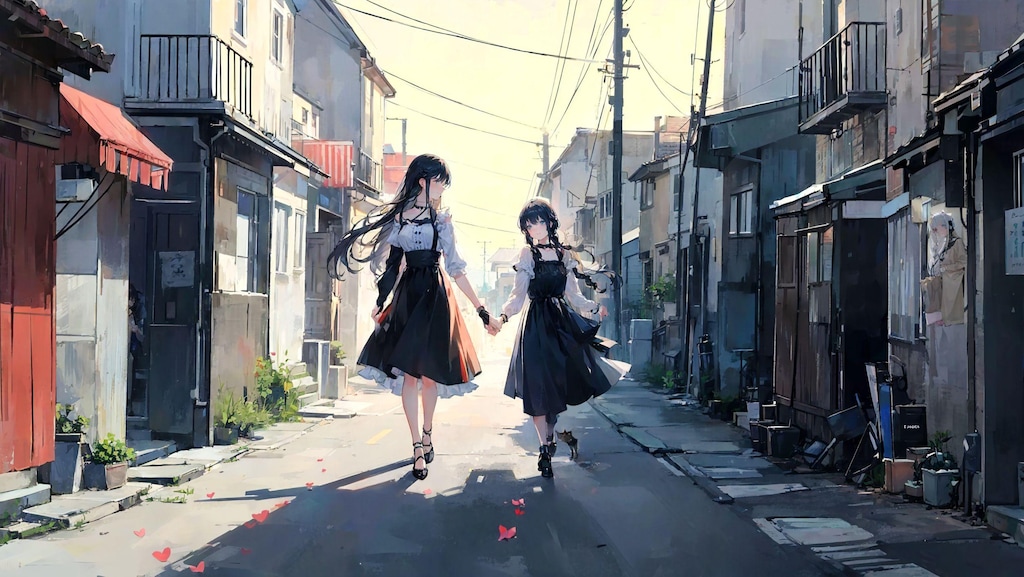 姉妹、家路につく