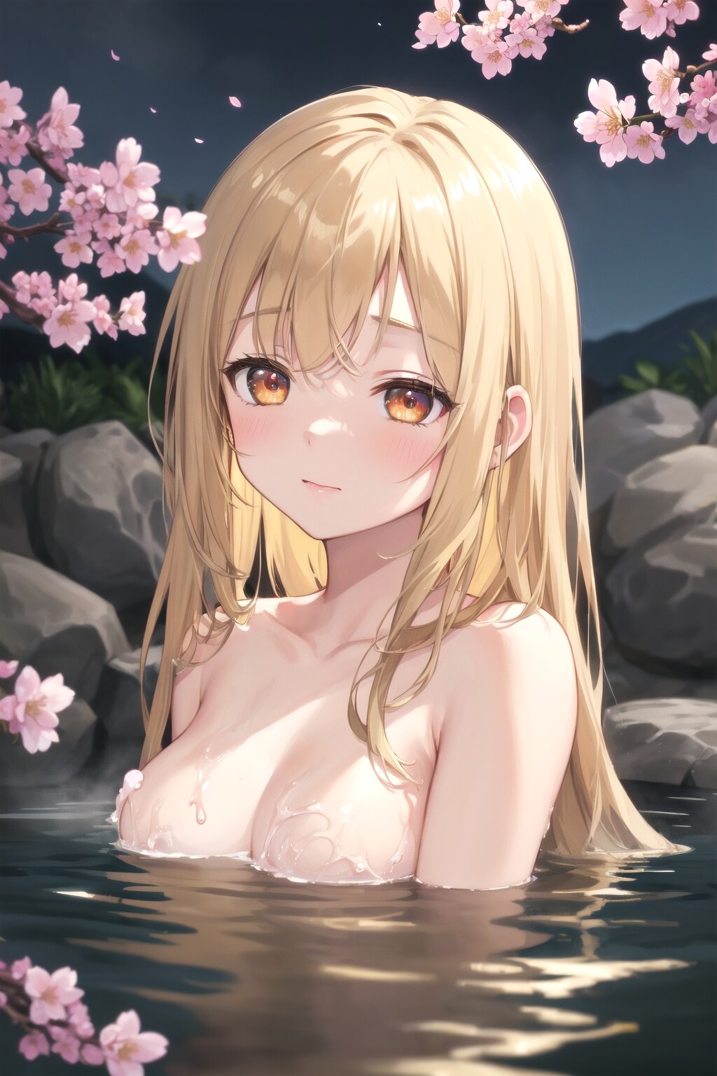 夜桜温泉