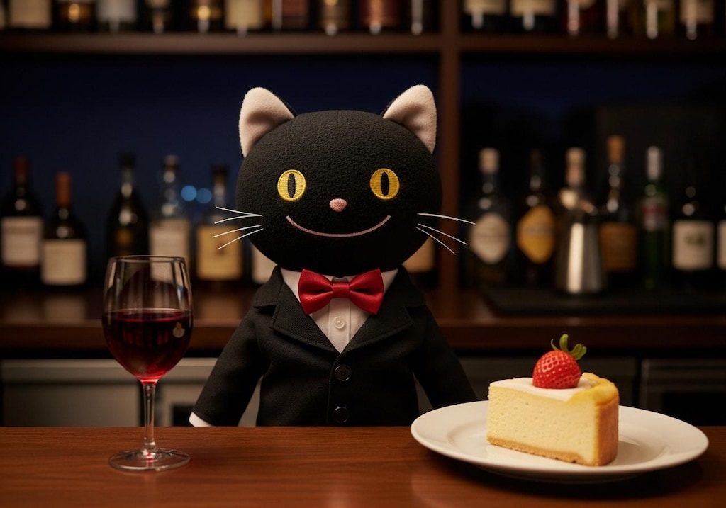 デザートのチーズケーキとワインのセット