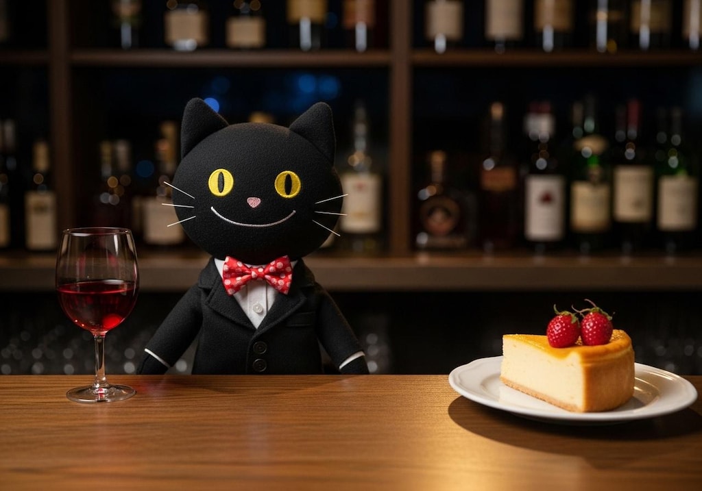 デザートのチーズケーキとワインのセット