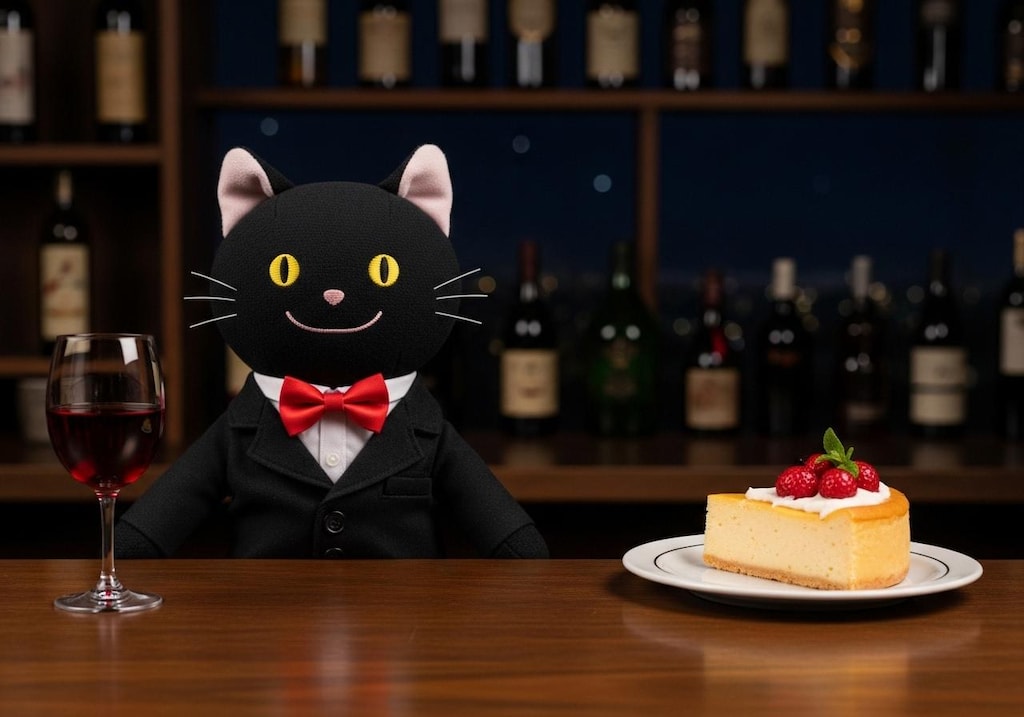 デザートのチーズケーキとワインのセット