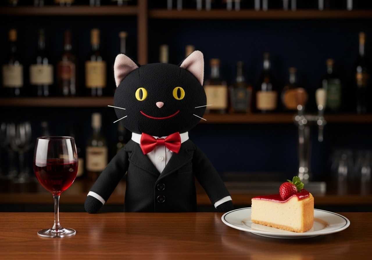 デザートのチーズケーキとワインのセット | の人気AIイラスト・グラビア