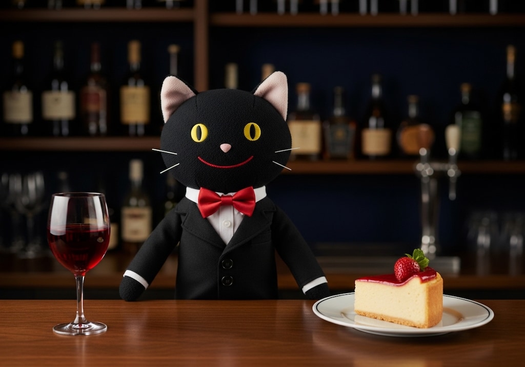 デザートのチーズケーキとワインのセット