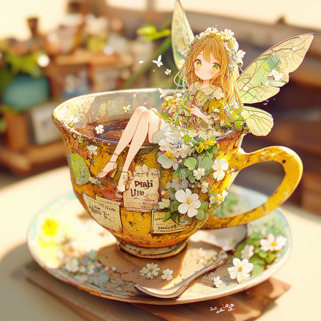 fairy perched on the cup
