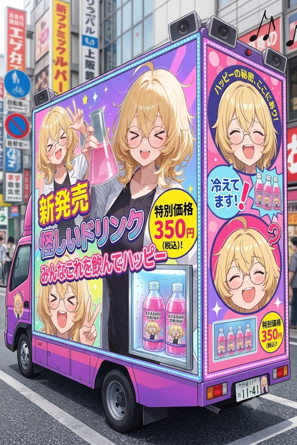 怪しいドリンクの広告のアドトラック