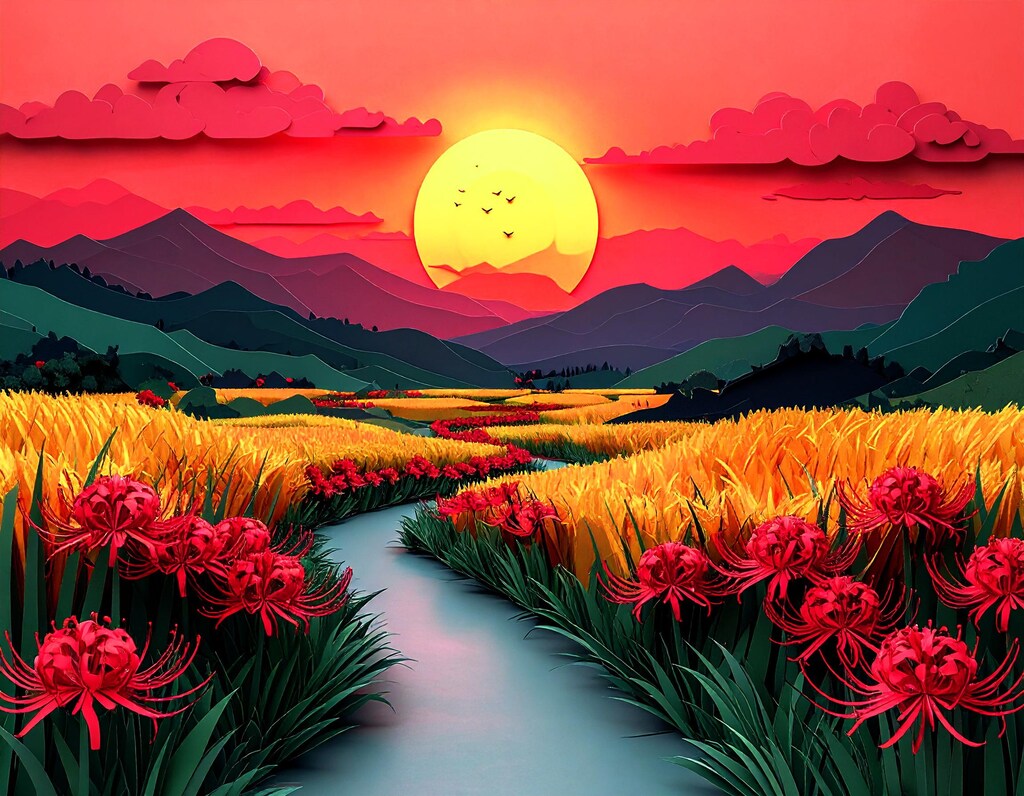 彼岸花のある風景４･黄昏