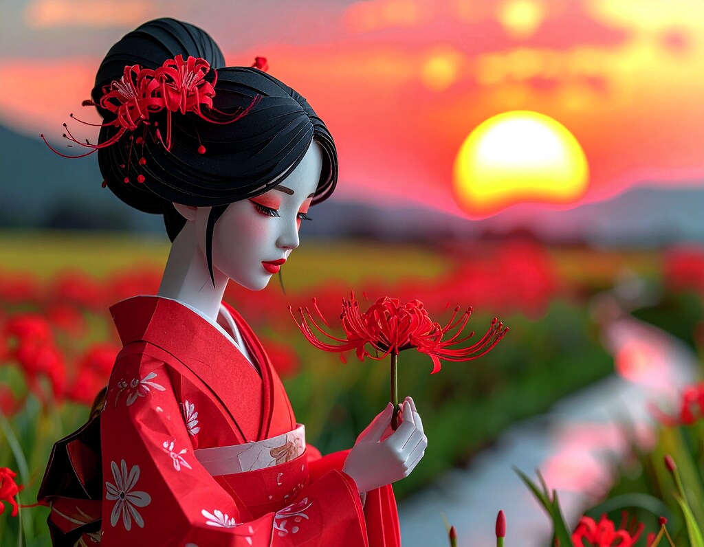 彼岸花のある風景４･黄昏