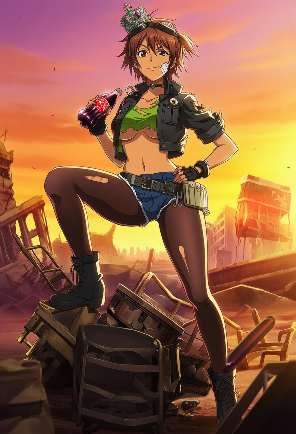 世紀末王冠青ボディースーツコスプレ人妻