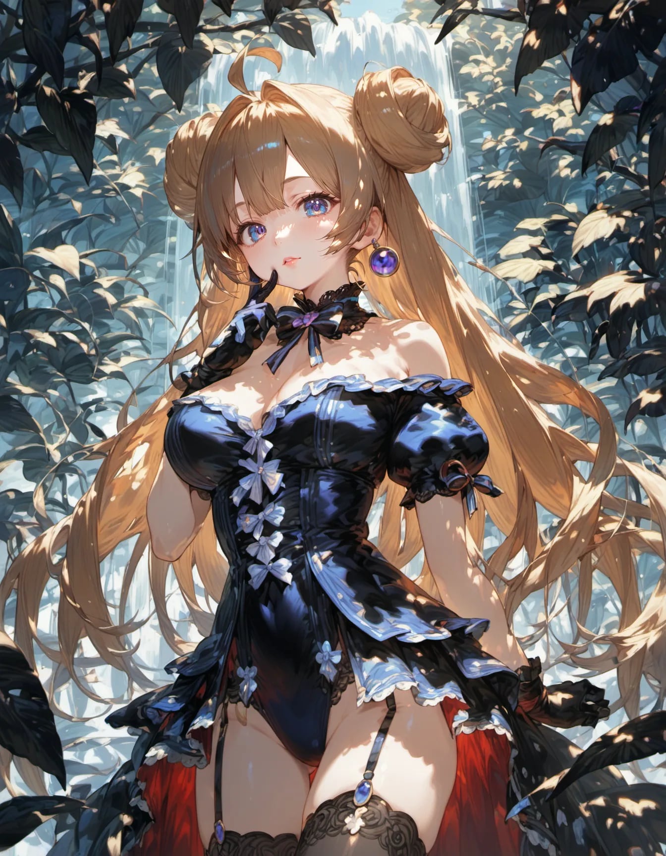 The Waterfall Behind the Roses | の人気AIイラスト・グラビア