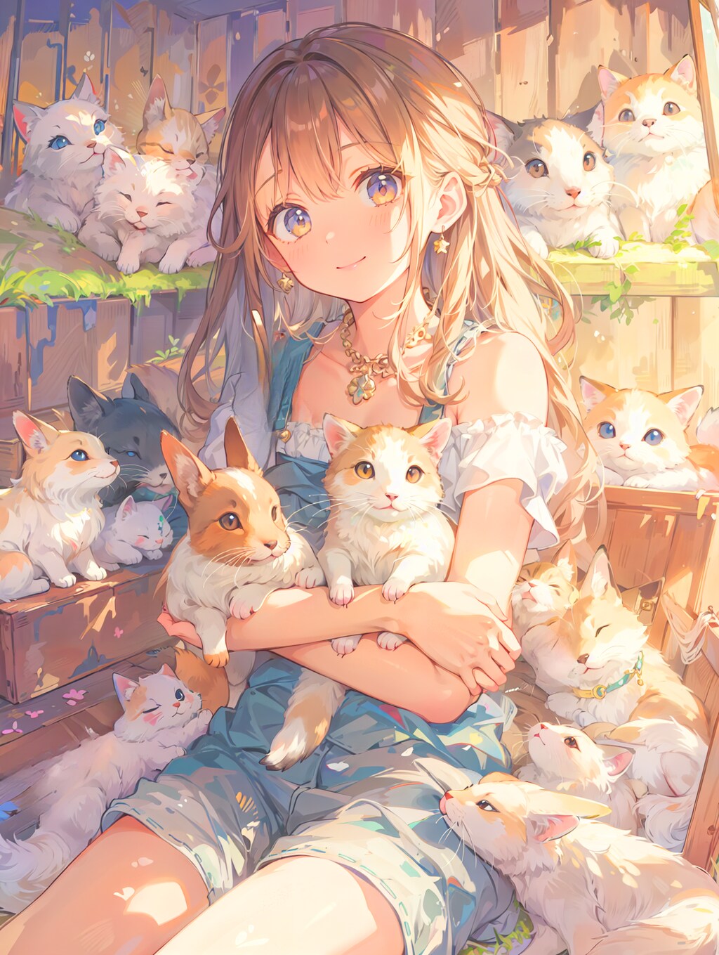 小動物に囲まれて