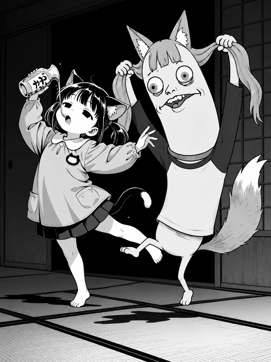 カラシ猫子月島さんとミラのツーショット