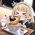 🍤海老天と おうどんもぐもぐ メイドちゃん🍤 5枚目